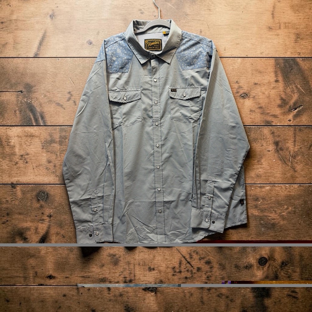 Howler Bros H-Bar-B Tech Long sleeve Button Snap XXL Wild Rag Blue Mirage Cowboy